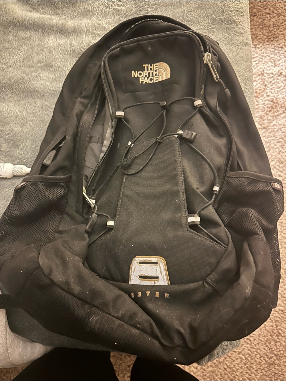 The North Face Black Backpack with Elastic Front Cord